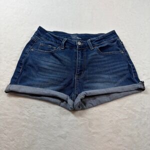 Time and Tru Denim Shorts Women Size 8 Blue Excellent Mid Rise Rolled Hem
